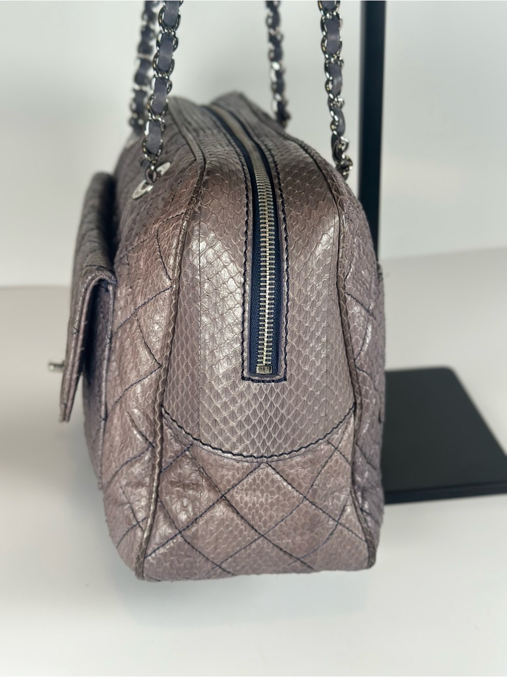 Authentic Python Chanel Metallic Large Shoulder Bag - Picture 7 of 16